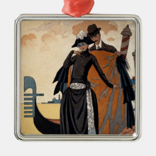 Her and Him, Fashion Illustration, 1921 (pochoir p Metal Tree Decoration