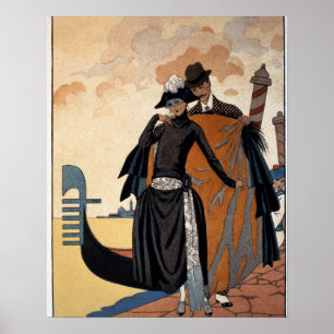 Her and Him, Fashion Illustration, 1921 (pochoir p Poster