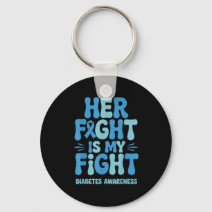Her Battle My Battle Diabetes Awareness Ribbon T1d Key Ring
