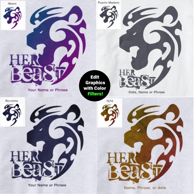 Her Beast & His Beauty – Fun Couples Matching  Hoo Hoodie (Edit colors using the filter by selecting "Edit This Design")