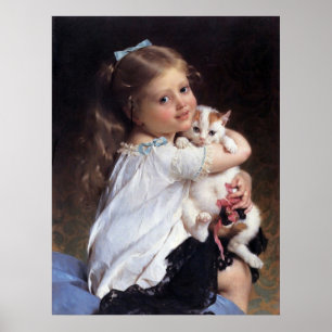 Her Best Friend   Little Girl With Kitten Poster