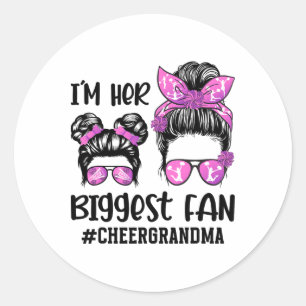 Her Biggest Fan Cheer Grandma Of A Cheerleader Gra Classic Round Sticker