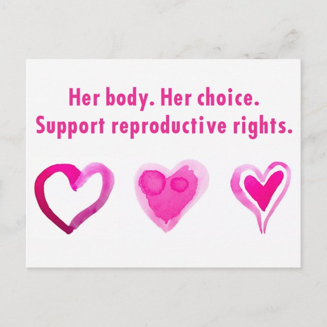 Her body. Her choice. Support reproductive rights. Postcard (Front)