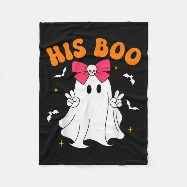 Her Boo &amp; His Boo Funny Matching Halloween Cou Fleece Blanket (Front)
