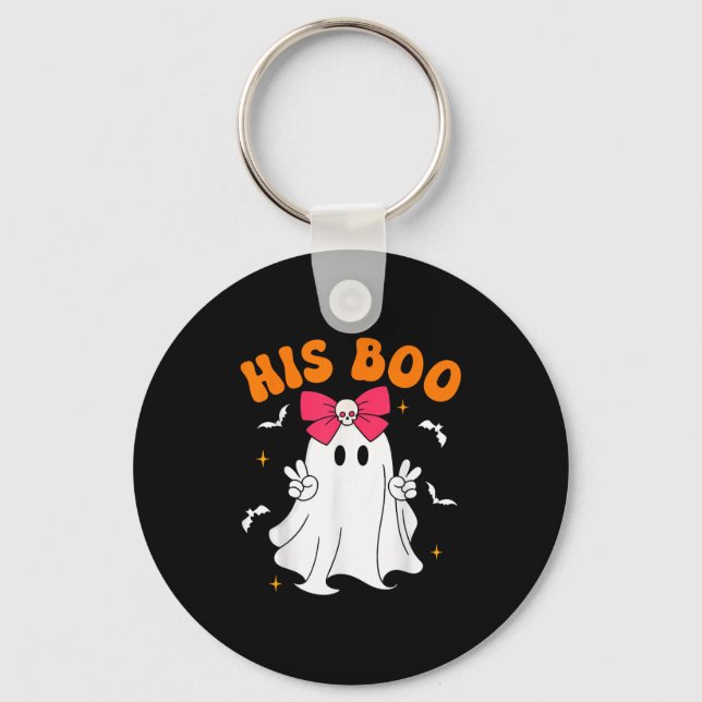 Her Boo &amp; His Boo Funny Matching Halloween Cou Key Ring (Front)