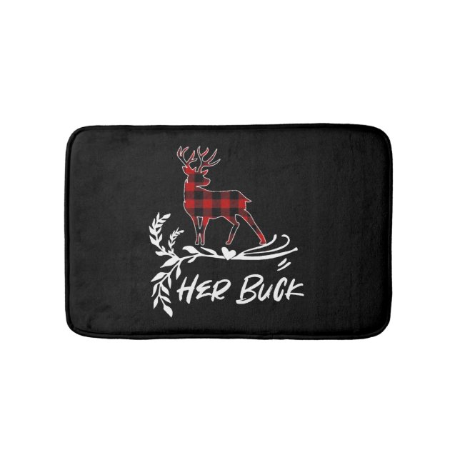 Her Buck Couples Matching Christmas Pajama Bath Mat (Front)