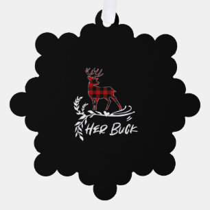 Her Buck Couples Matching Christmas Pajama Tree Decoration Card