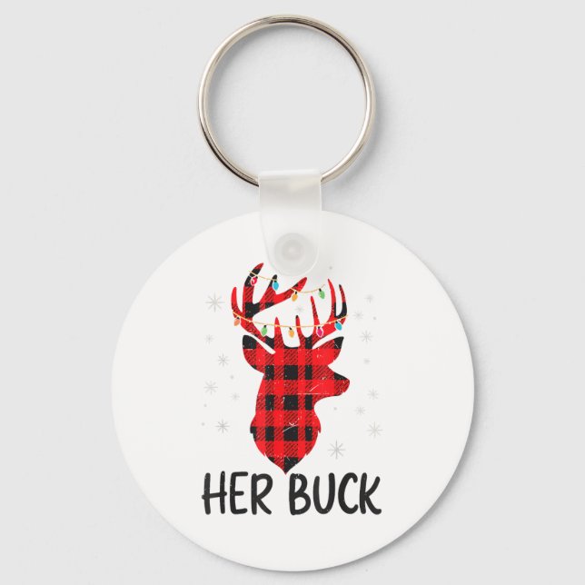 Her Buck Deer Hunting Christmas Husband Gift Coupl Key Ring (Front)