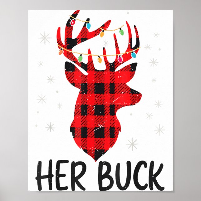 Her Buck Deer Hunting Christmas Husband Gift Coupl Poster (Front)