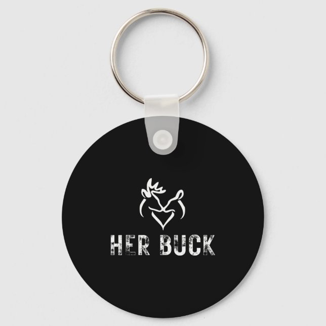 Her Buck Matching Hunting Couples Valentines Day F Key Ring (Front)