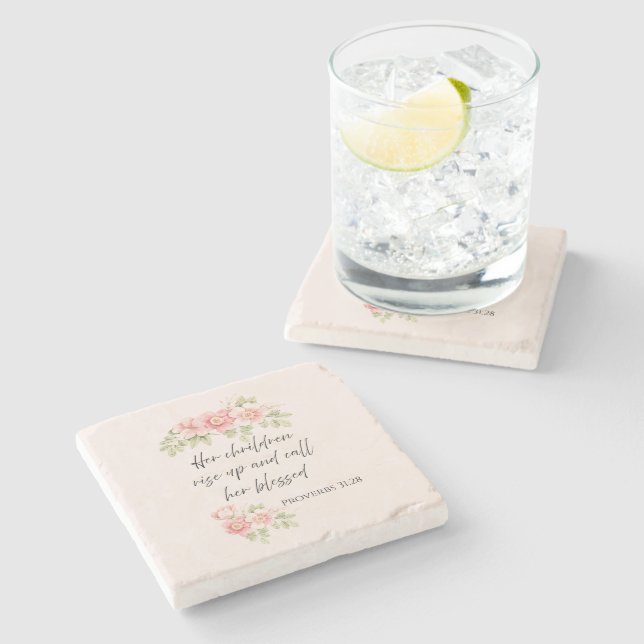 Her children rise up and call her blessed  stone coaster (Side)