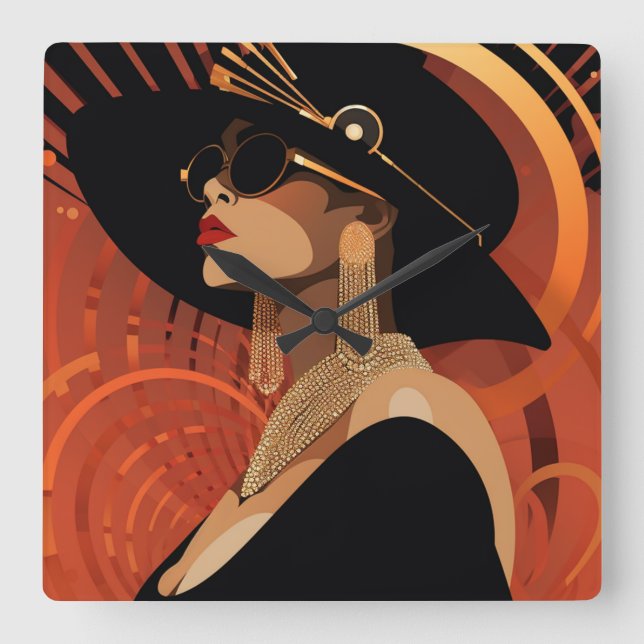 HER CROWN #3 SQUARE WALL CLOCK (Front)