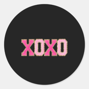 Her Embroidered Crewneck Xoxo Valentine Day Classic Round Sticker