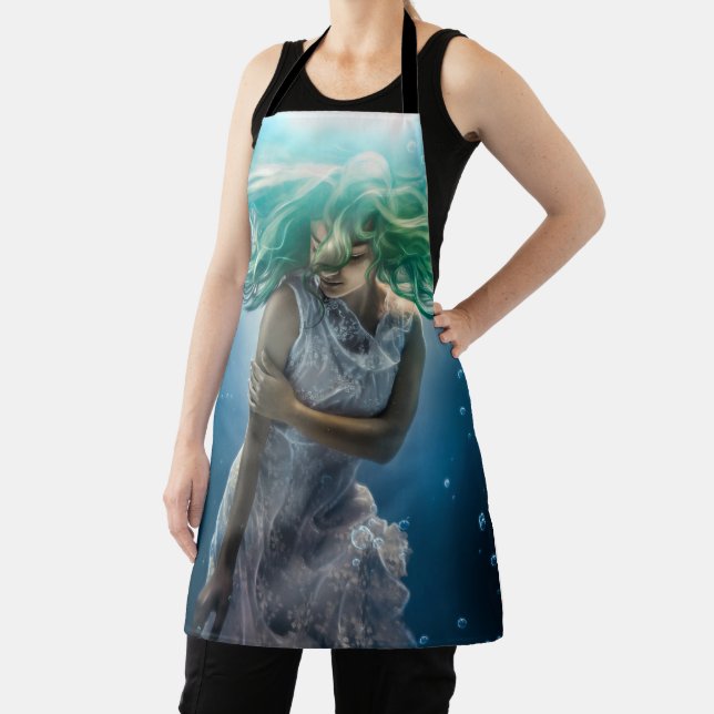 Her Emerald Curls - Mermaid Hovering Underwater Apron (Insitu)
