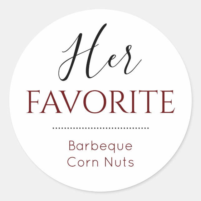 Her Favourite Brides Choice Burgundy Wedding Favou Classic Round Sticker (Front)