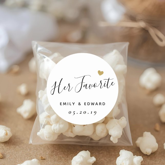 Her Favourite DIY Wedding Favour Classic Round Sticker (Creator Uploaded)