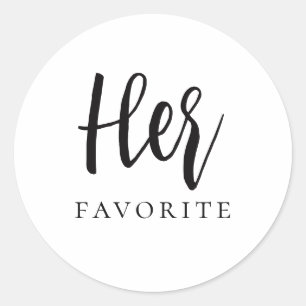 Her Favourite Modern Сalligraphic Favour Gift  Classic Round Sticker
