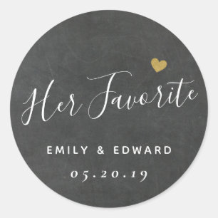 Her Favourite Personalised Wedding Favour Chalkboa Classic Round Sticker
