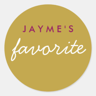 "Her" Favourite Snack Magenta Gold Classic Round Sticker