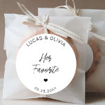 Her Favourite Trendy Wedding Candy Favour Custom Classic Round Sticker<br><div class="desc">Her Favourite Trendy Wedding Candy Favour Custom Classic Round Sticker</div>
