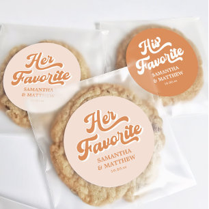 Her Favourite Vintage Orange Retro 70s Boho Weddin Classic Round Sticker