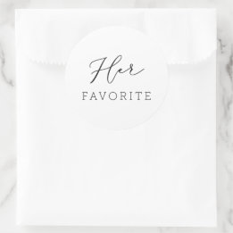 Her Favourite Wedding Favour Script Calligraphy Classic Round Sticker