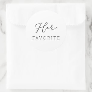 Her Favourite Wedding Favour Script Calligraphy  Classic Round Sticker