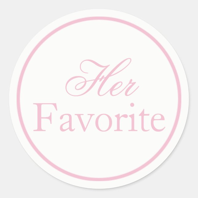"Her Favourite" Wedding Sticker Blush Pink (Front)