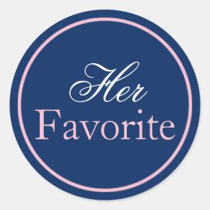 "Her Favourite" Wedding Sticker Blush Pink/Navy