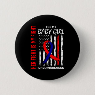 Her Fight Baby Girl Chd Awareness American Flag Gr 6 Cm Round Badge