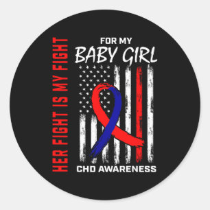 Her Fight Baby Girl Chd Awareness American Flag Gr Classic Round Sticker
