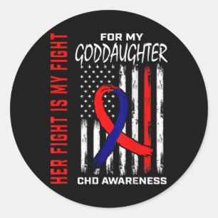 Her Fight Chd Awareness Goddaughter American Flag Classic Round Sticker