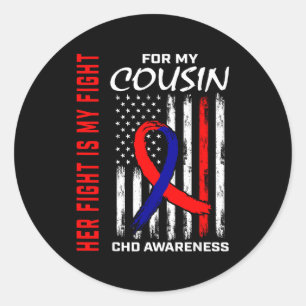 Her Fight Cousin Chd Awareness American Flag Graph Classic Round Sticker