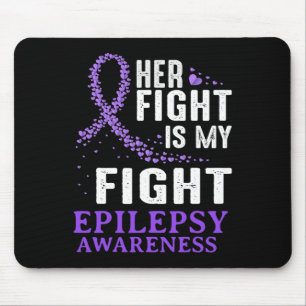 Her Fight Epilepsy Awareness Purple Ribbon Epilept Mouse Pad