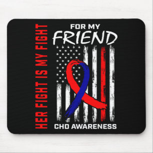 Her Fight Friend Chd Awareness American Flag Graph Mouse Pad
