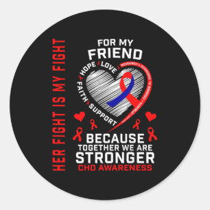 Her Fight Friend Chd Awareness Heart Disease Graph Classic Round Sticker