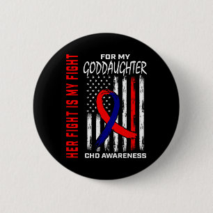 Her Fight Goddaughter Chd Awareness American Flag 6 Cm Round Badge
