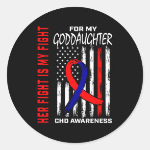 Her Fight Goddaughter Chd Awareness American Flag Classic Round Sticker
