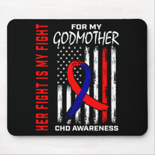 Her Fight Godmother Chd Awareness American Usa Fla Mouse Pad