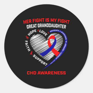Her Fight Great Granddaughter Chd Awareness Heart Classic Round Sticker