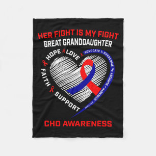 Her Fight Great Granddaughter Chd Awareness Heart Fleece Blanket