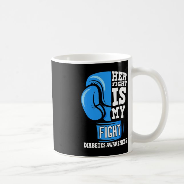 Her Fight Is My Fight Boxing Glove Diabetes Awaren Coffee Mug (Right)