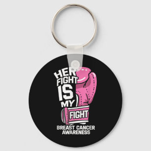 Her Fight Is My Fight Boxing Gloves Breast Cancer  Key Ring