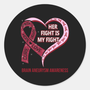 Her Fight Is My Fight Brain Aneurysm Awareness Rib Classic Round Sticker