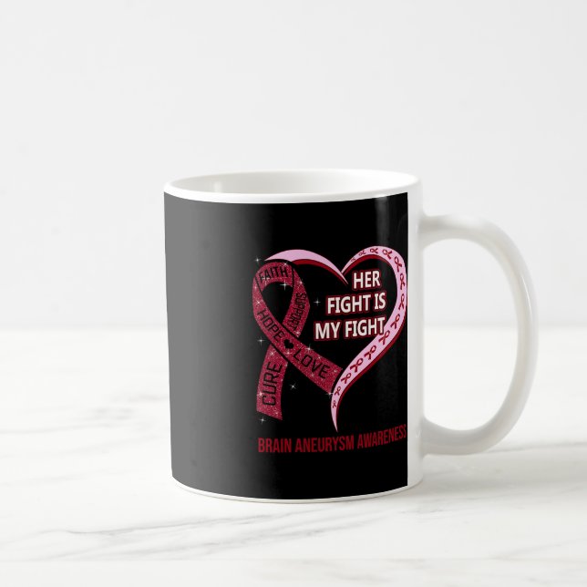 Her Fight Is My Fight Brain Aneurysm Awareness Rib Coffee Mug (Right)