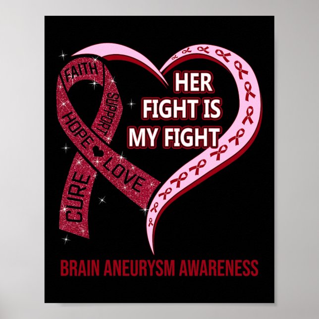 Her Fight Is My Fight Brain Aneurysm Awareness Rib Poster (Front)