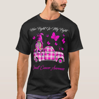 Her Fight Is My Fight Breast Cancer Awareness Gnom T-Shirt
