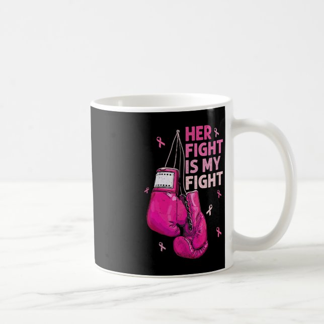 Her Fight Is My Fight Breast Cancer Awareness Pink Coffee Mug (Right)