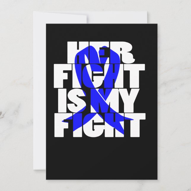 Her Fight Is My Fight Colon Cancer Blue Ribbon Save The Date (Front)