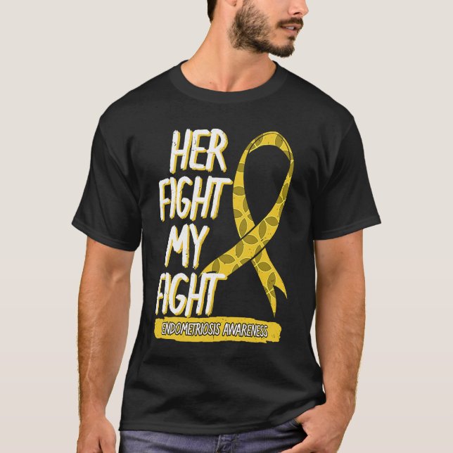 Her Fight Is My Fight Endometriosis Uterus Yellow  T-Shirt (Front)